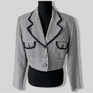 Vintage Mascara Houndstooth Pattern Cropped Blazer Made in Canada